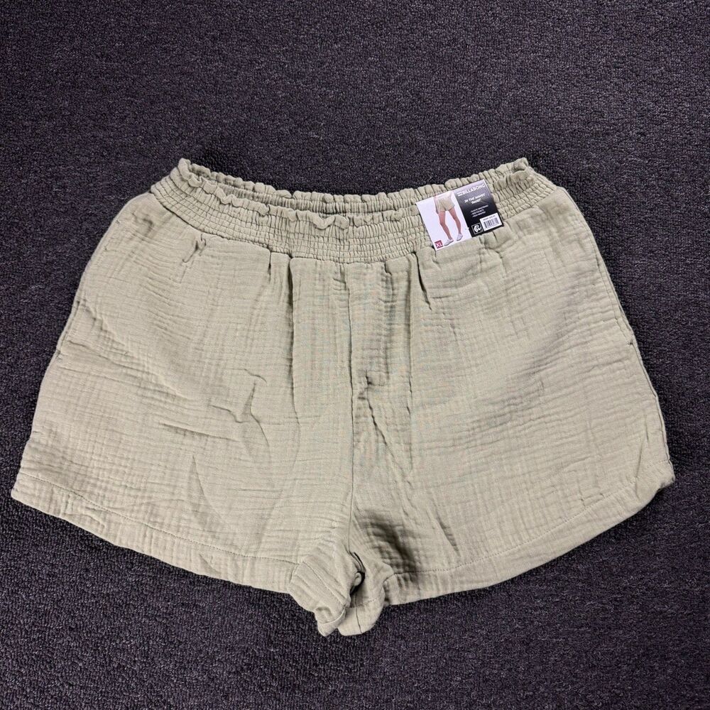 NWT Billabong In The Waves Gauze High Waisted Shorts Green Sz XL W Pockets